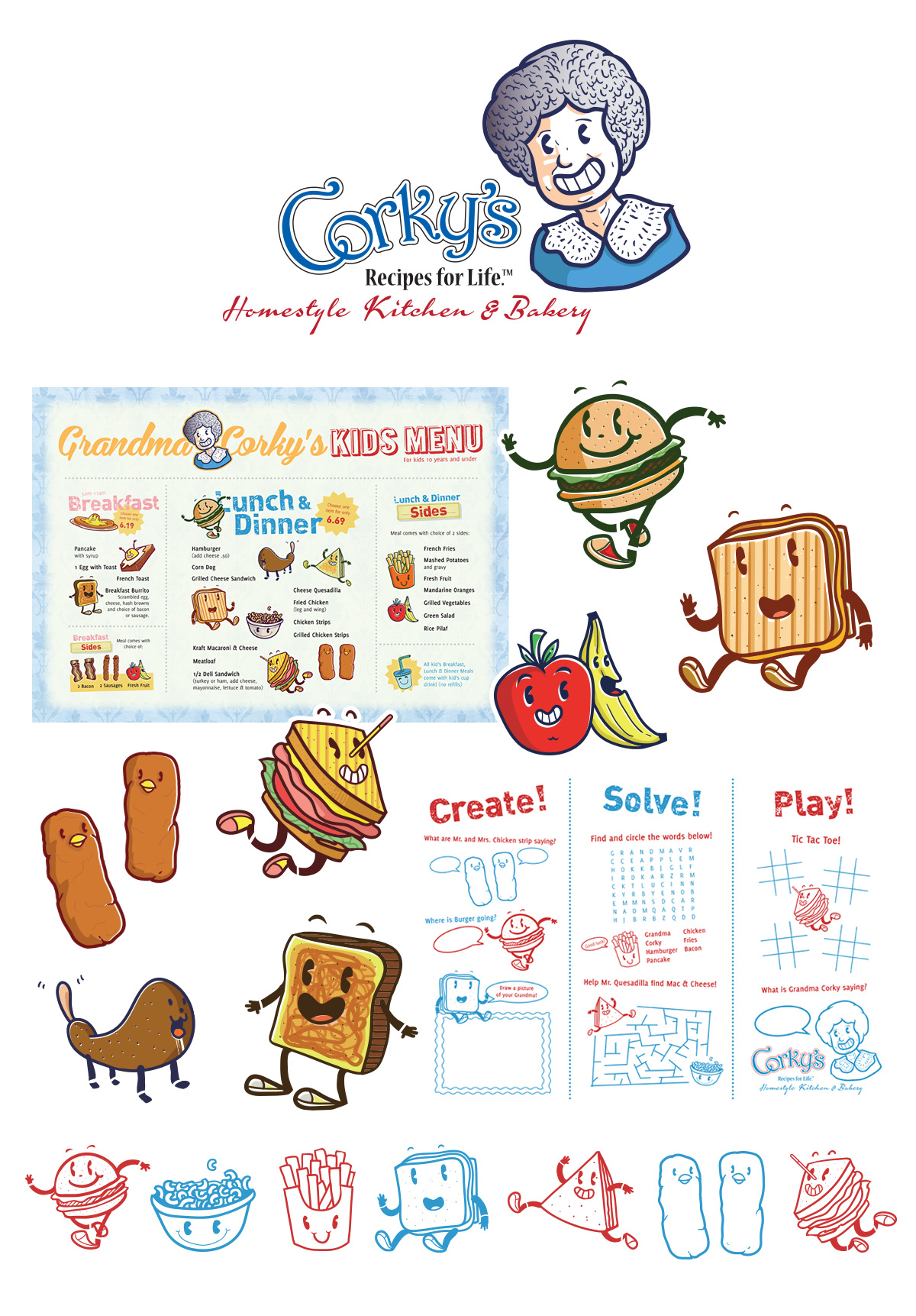 black lab productions illustrations corky's homestyle kitchen and bakery